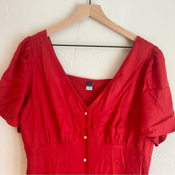 Old‎ Navy Red Puff Sleeve Sundress - Picture 3 of 8